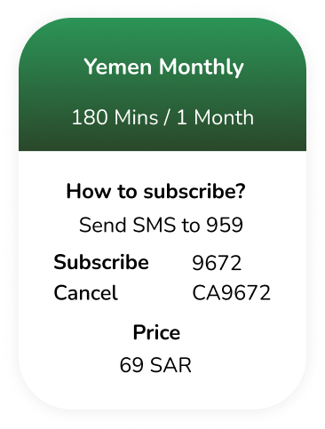 Yemen Postpaid Monthly